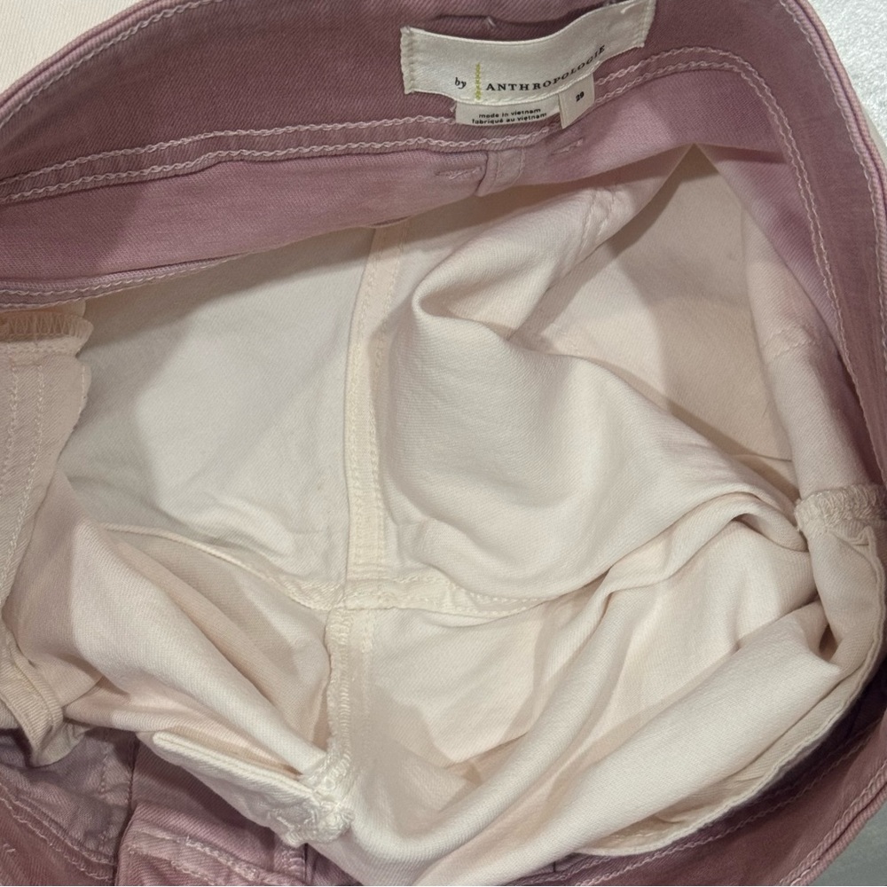 Anthropologie Ombre Dip Dye High Rise Kick Flare Cropped Jeans Mauve Cream 29 - Picture 7 of 10
